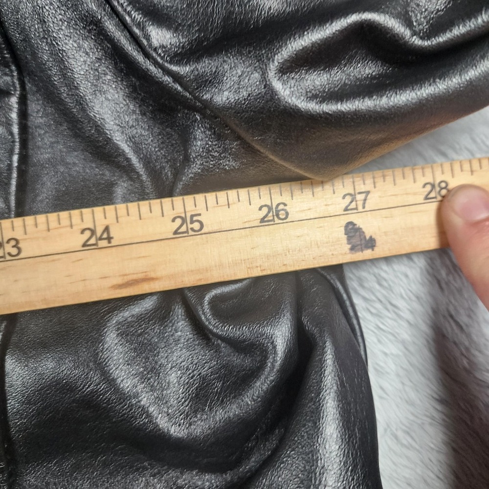VINTAGE Reed Sportswear Coat Mens XL Black Leather Overcoat Pockets Midlength - Picture 4 of 15